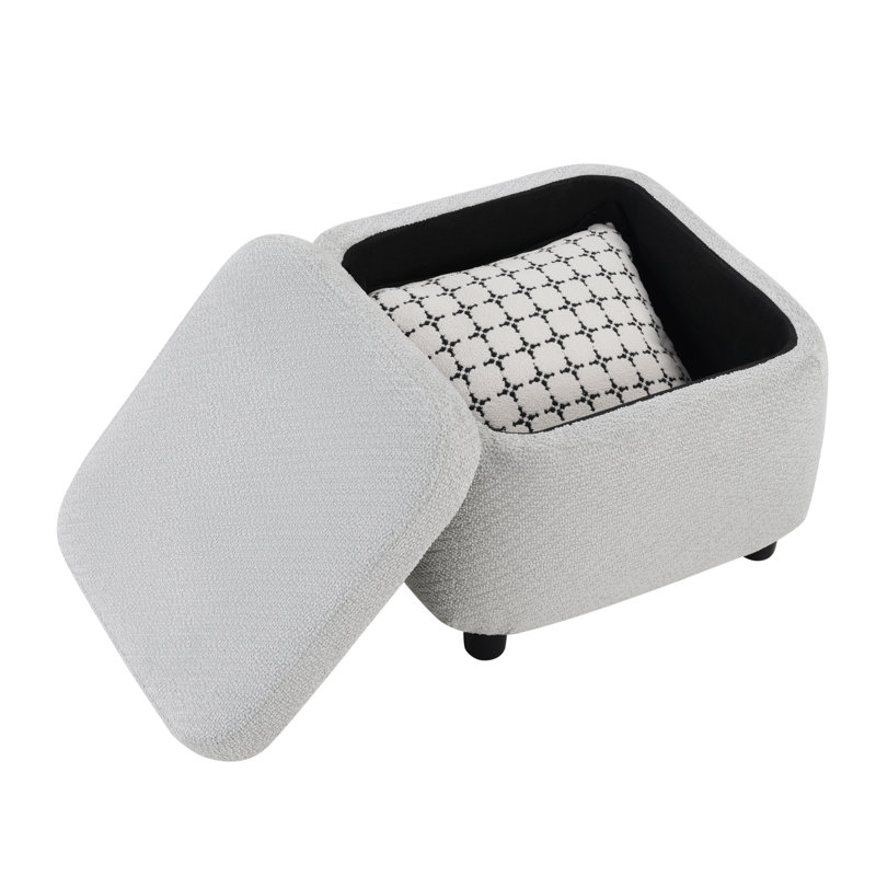 Modern Performance Fabric Upholstered Swivel Accent Chair and Storage Ottoman Set for Living Room, Gray – Barbara by Pipp & Liv