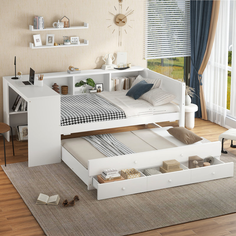 Lit de jour avec couchette, Lit simple, Blanc