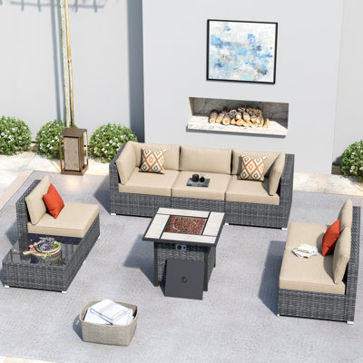 Ensemble de conversation modulaire de huit articles avec coussins