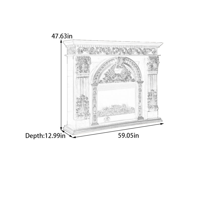 Foyer sculpté rétro moderne et simple, H 47,63 po x l 59,05 po x P 12,99 po, Brun
