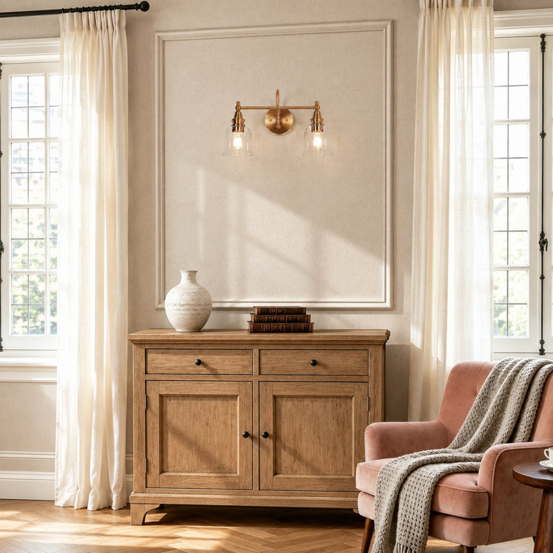 Cassiel  2-Light Dimmable Vanity Light, Brass