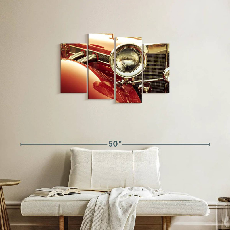 Mehar Classy Red Retro Car, 22'' H x 36'' W