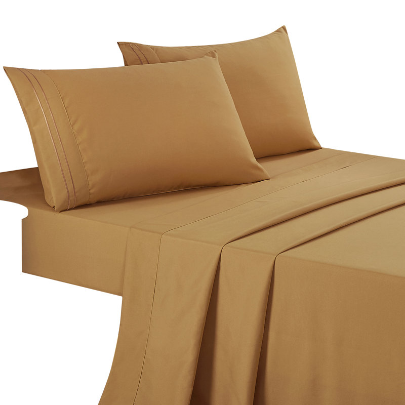 Jcrown Microfiber Sheet Set, Full Sheet Set with 2 Pillowcases, Camel