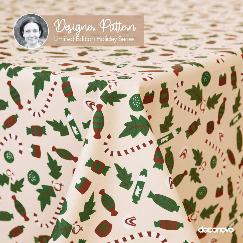 Rectangle Polyester Tablecloth, Beige, 130cm W x 220cm L