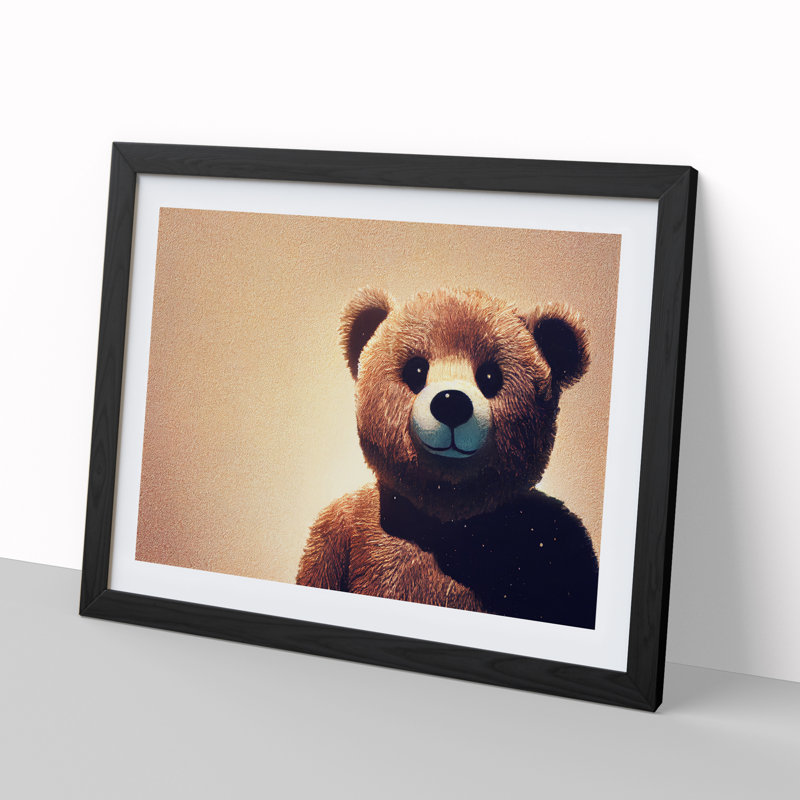 A Teddy Bear - Single Picture Frame Print, 34cm H x 46cm W x 2cm D, Black