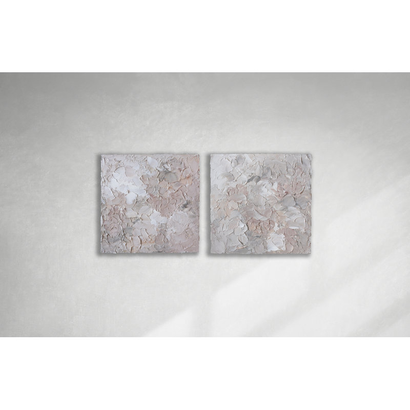 «Strawberry Shortcake I & II», (2) peintures abstraites texturées de Teodora Teo Guererra