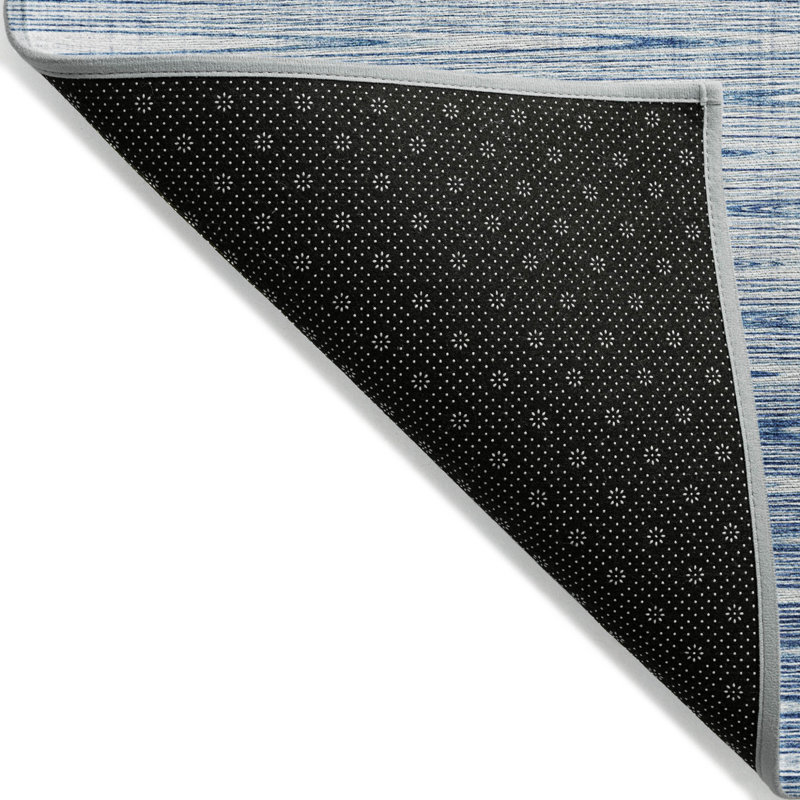 Tapis intérieur lavable abstrait bleu marine et bleu ciel HomeRoots 5 pi x 8 pi