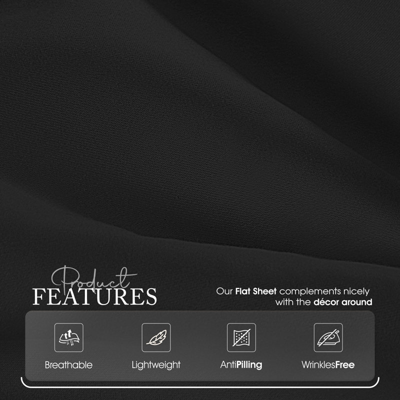 Flat Sheet, Single, Black