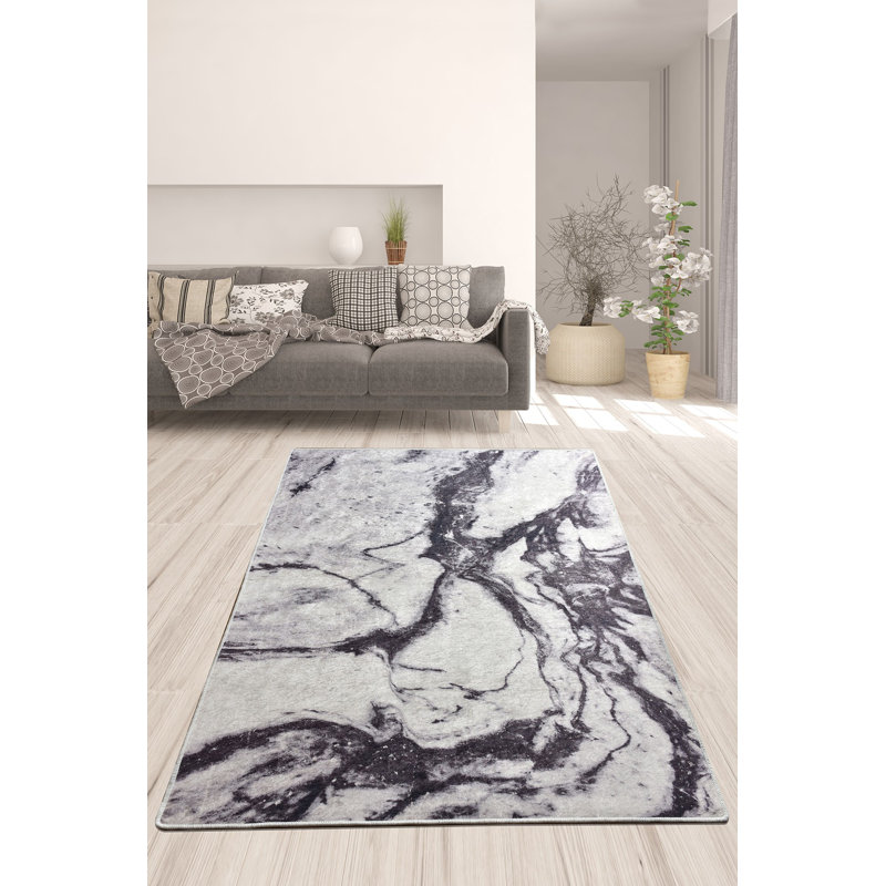 Premium Machine Washable Carpet, 4.6 x 6.2 ft, 100% Polyester, 0.2 in Pile Height | Antibacterial & Non-Slip Underside | Durable with 700 g/m² | Easy Care, Ideal for Living Room & Bedroom Décor