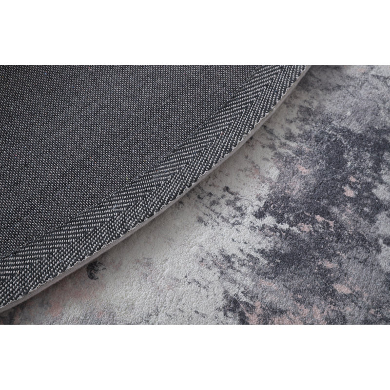 Tapis rose / gris, Rond 5 pi