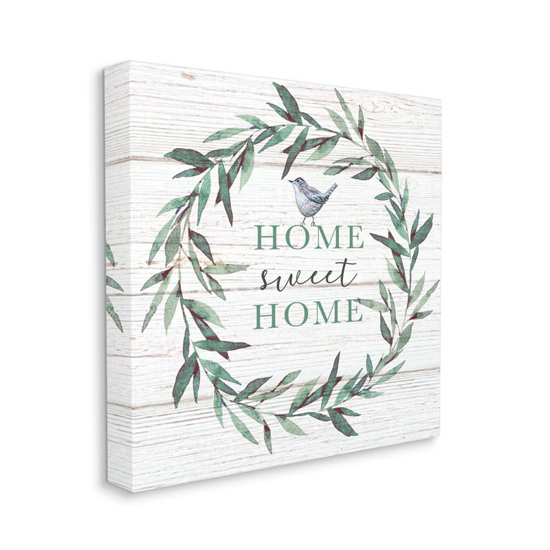Home Sweet Home - Art textuel, H 24 po x l 24 po x 1,5 po, Toile tendue