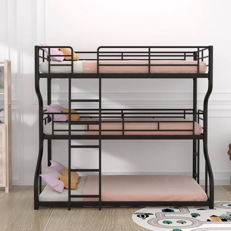 Algertha Kids Full XL Over Twin XL Over Queen Bunk Bed, Black