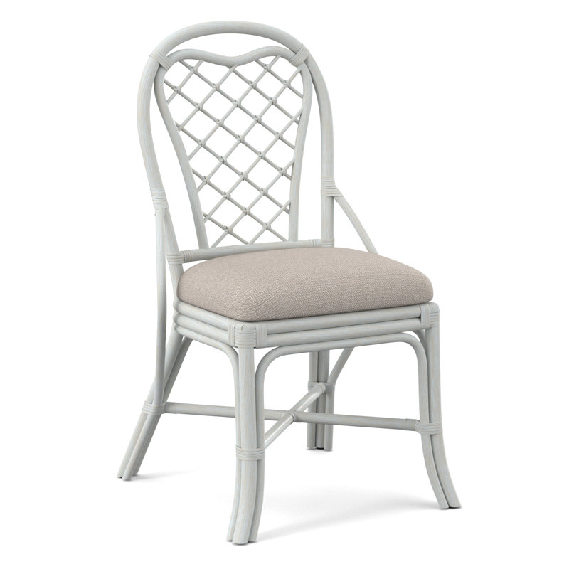 Trellis Back Side Dining Chair, Bisque, White Textured Performance; 0865-91