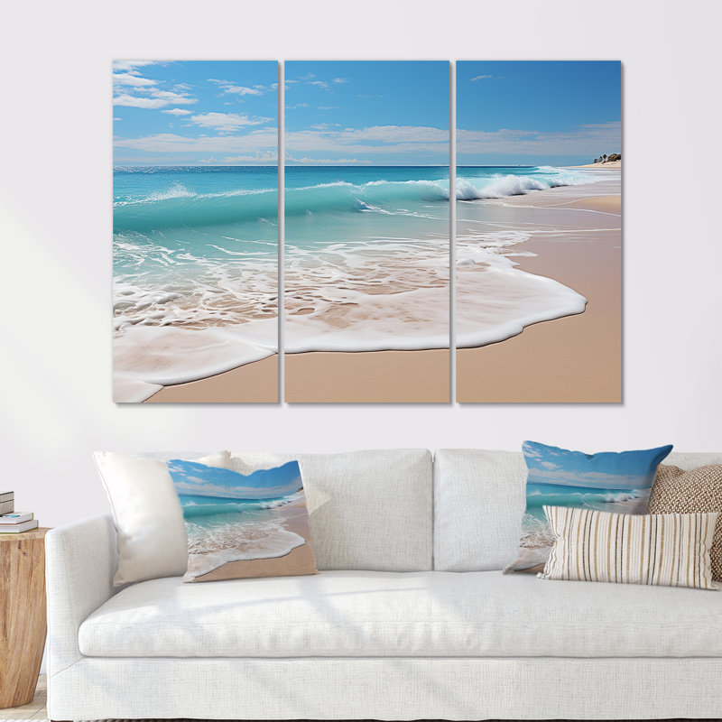 Oceanic Beach Harmony - Ensemble de décoration murale bord de mer, Toile tendue, H 40 po x l 60 po x P 1 po