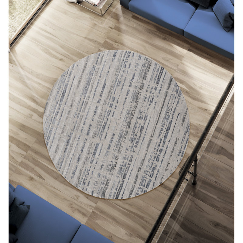 Tapis gris Emmeline, Rond 7 pi 10 po