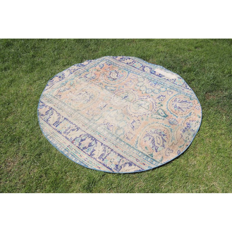 Vintage Oushak Blue Oriental Turkish Rug Perfect for Dorms and Salons