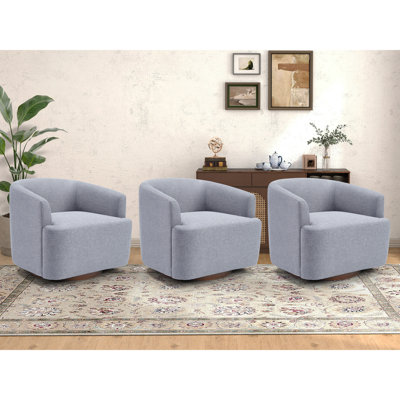 29.7'' Wide Modern Soft Space-Saving Linen Upholstered Swivel Accent Chair(Set Of 3)