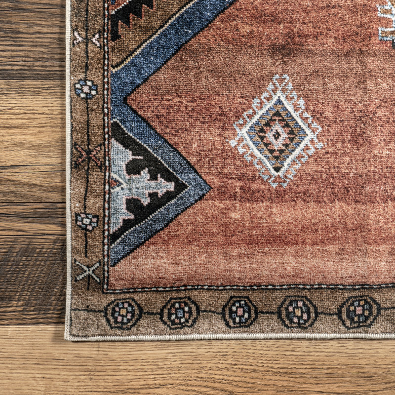Tapis persan traditionnel lavable à la machine Judy SpinClean, Tapis de couloir 2 pi 6 po x 6 pi