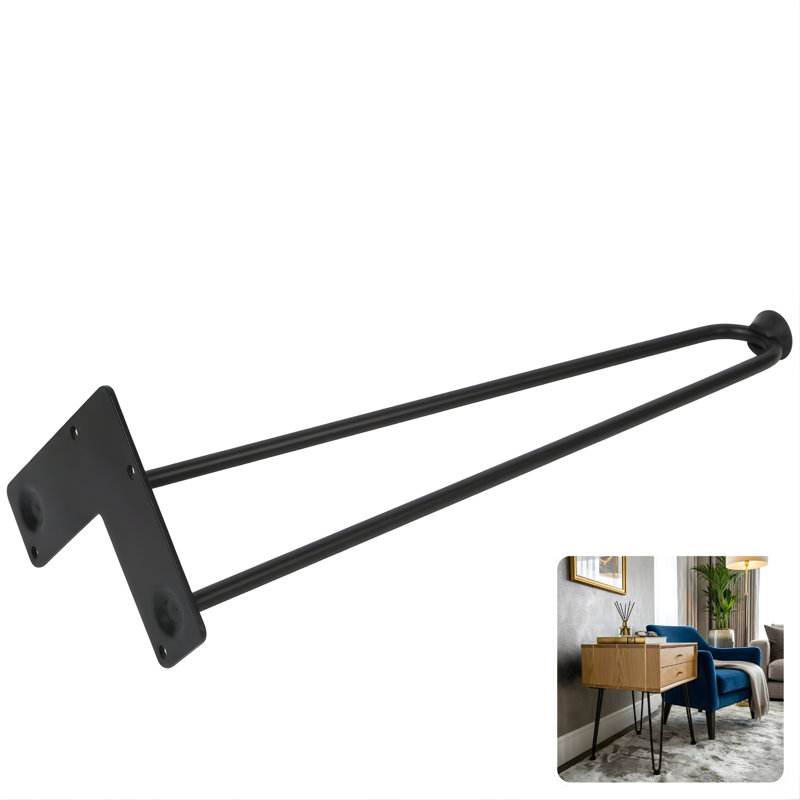 Mid Century Modern Hairpin Furniture Legs, 18" H, Charcoal (Black)