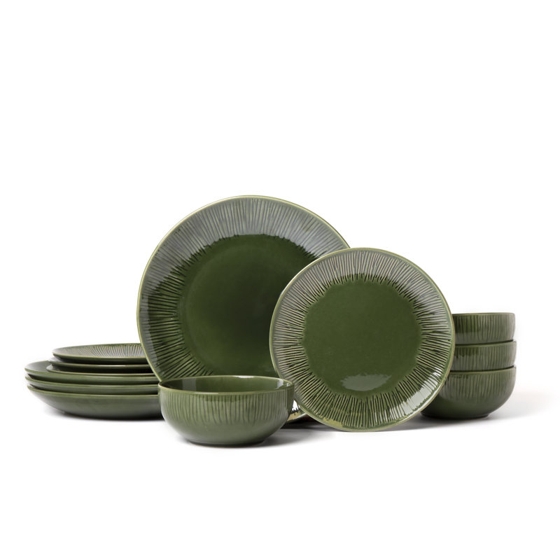 Mikasa Jardin Stoneware Dinner Set, Green