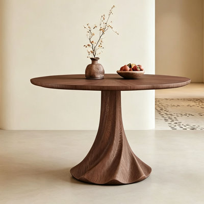 Table ronde Mid-Century en noyer