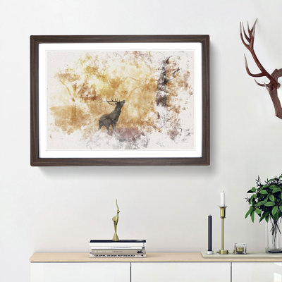 Deer Stag In An Autumn Forest - Single Picture Frame Painting on MDF