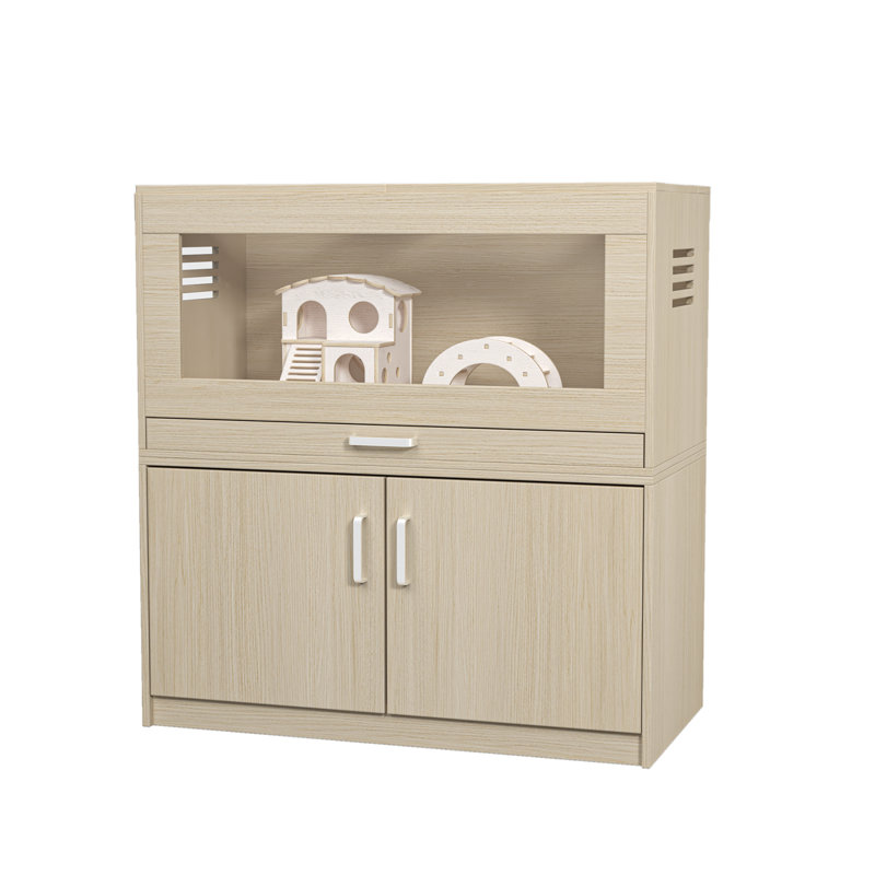 Habitat d'intérieur interactif en bois durable pour petits animaux de compagnie, Teak