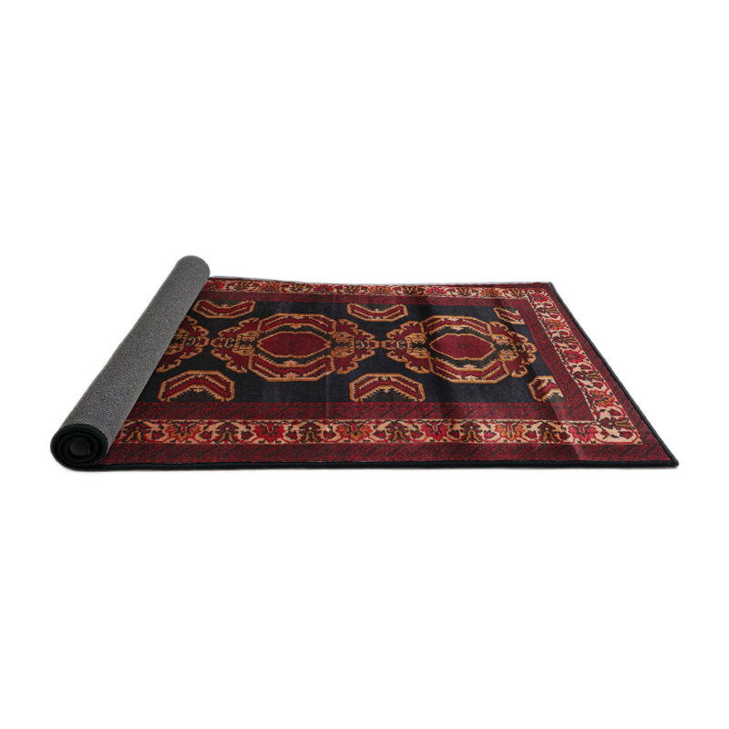 Tapis brun / rouge traditionnel, Carré 4 pi