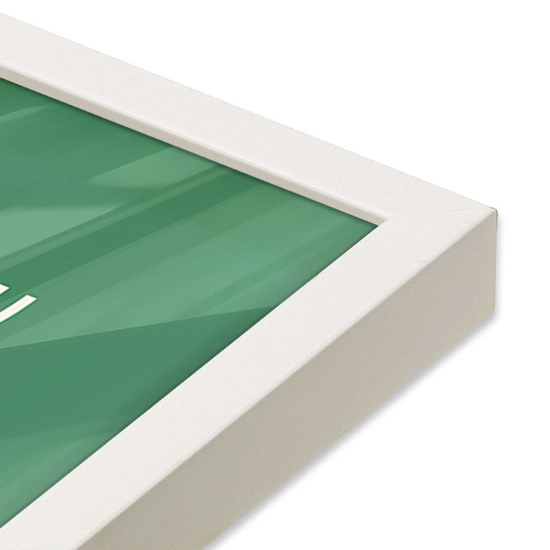 Impression de lignes vertes Bauhaus Modernist, Cadre simple blanc opaque, H 15 po x l 12 po x P 1,25 po