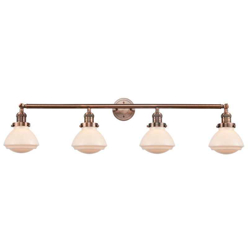 Éclairage pour salle de bain 4 lumières Chesterville, Blanc mat, Cuivre antique, Ampoule DEL 6 watts Vinage