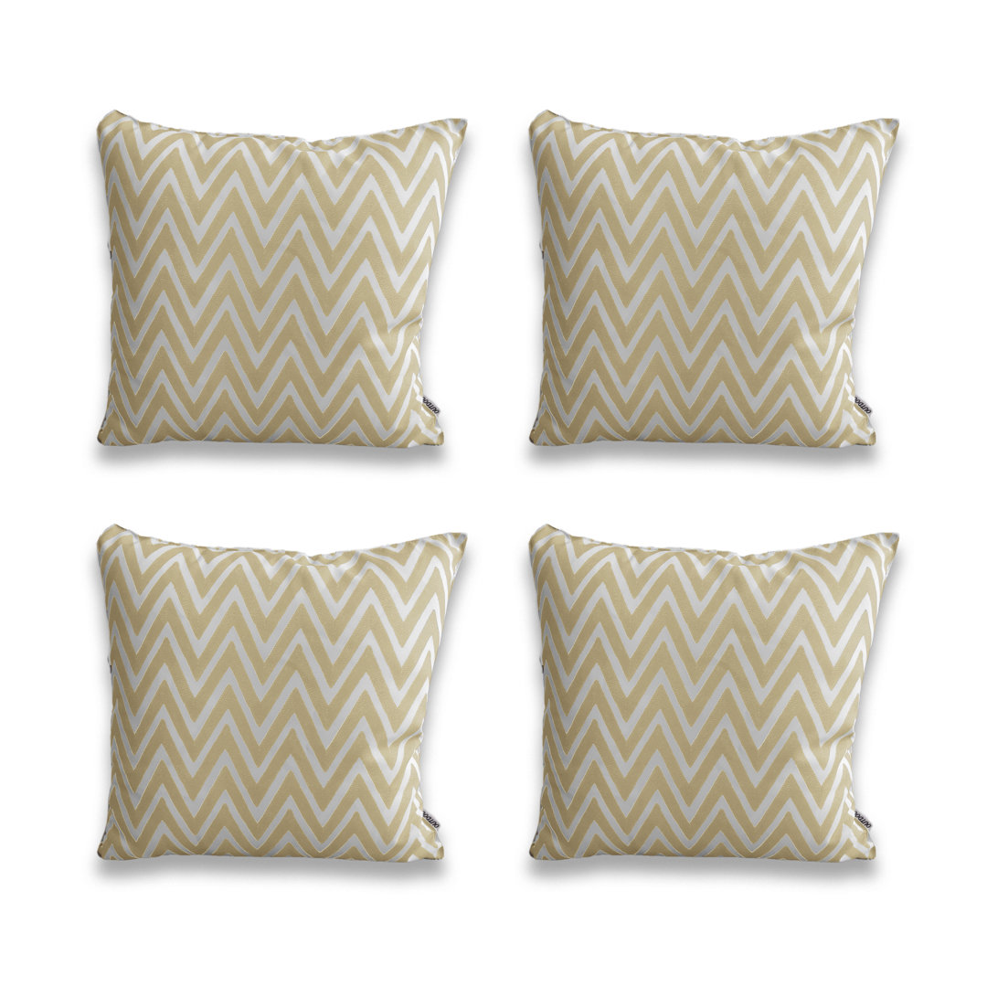 Set Of 4 Printed Outdoor On White Base Pillow Cover ( Set Of 4) (Set of 4) WARISI 