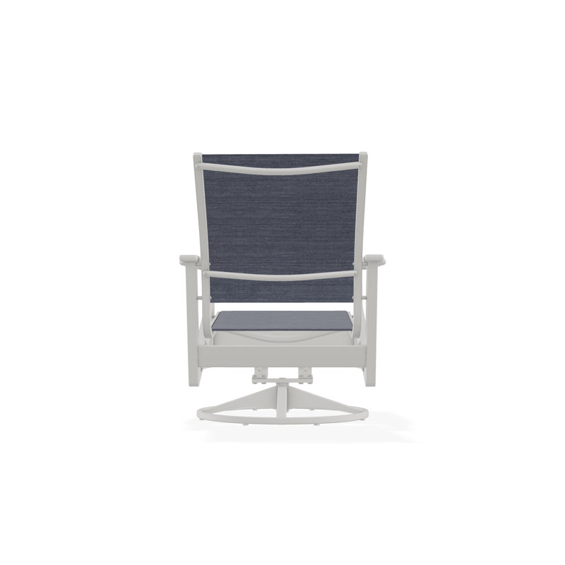 Wexler Outdoor Swivel Lounge Chair, Snow, Moments Navy
