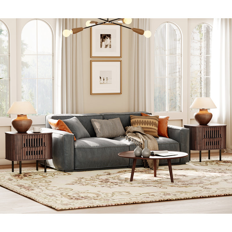 22.5 '' Fluted End Tables, Walnut