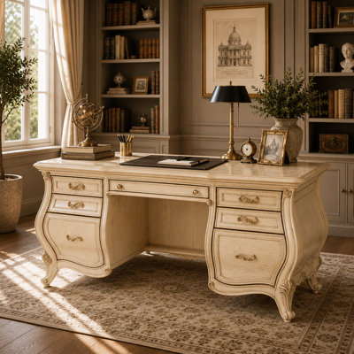 Bureau double caisson en bois massif Innocenza