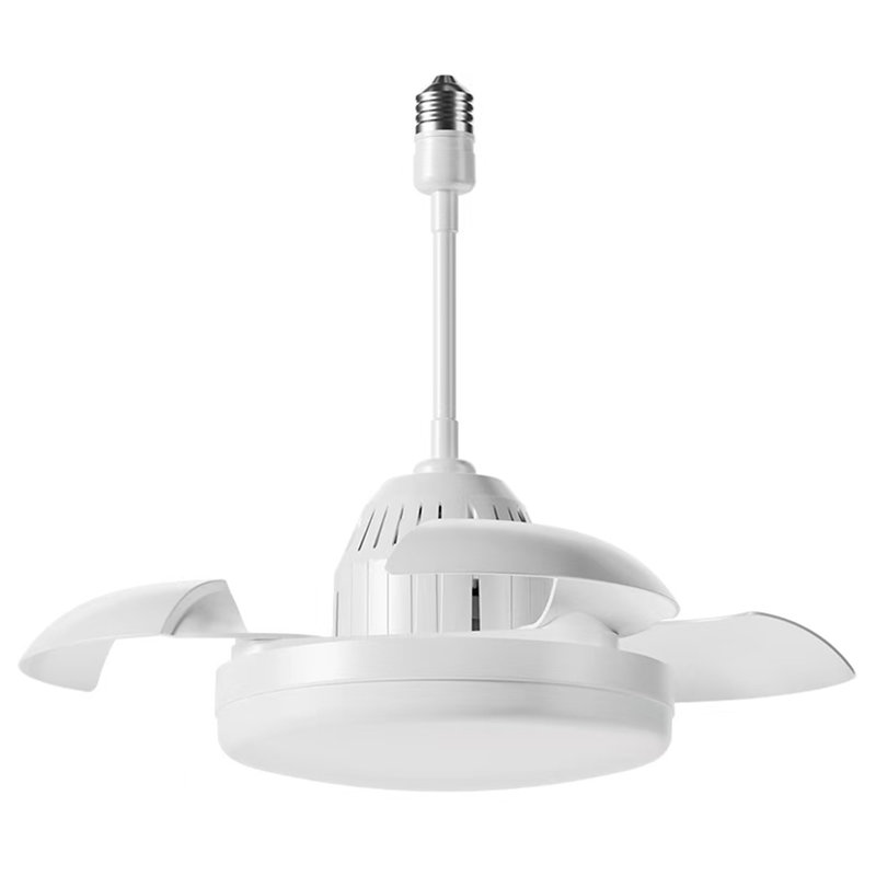 Ventilateur de plafond de petite taille à ampoule avec pales rétractables, ventilateur de plafond intérieur avec lumière avec télécommande, pour salon de patio, chambre à coucher, bureau, intérieur