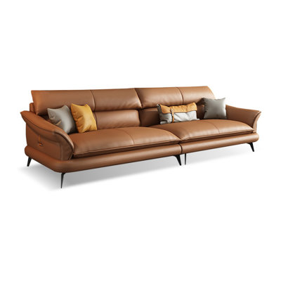 Orange Genuine Leather Modular Sofa cushion couch