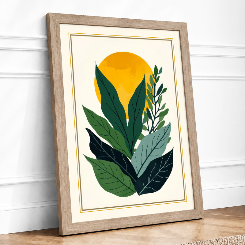 Golden Bloom Botanical - Framed Print, A4 - 29.7 x 21.0 cm, Oak