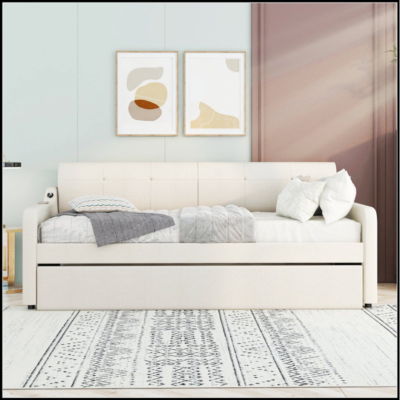 Upholstery Daybed with Trundle and USB Charging, Perfect for Modern Living and Guest Accommodation