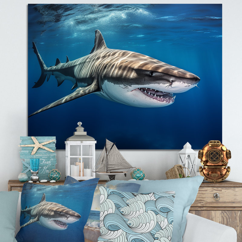 «Tiger Shark Territory I» sur toile, Toile tendue, H 12 po x l 20 po x P 1 po