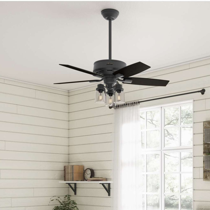 Bennett 44" Matte Black Low Profile Ceiling Fan with LED Light & Remote