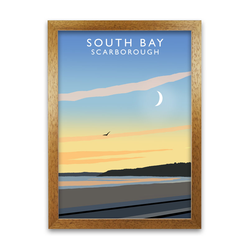 South Bay Scarborough by Richard O'Neill - Single Picture Frame Print, Honey Oak, 841 cm H x 594 cm W