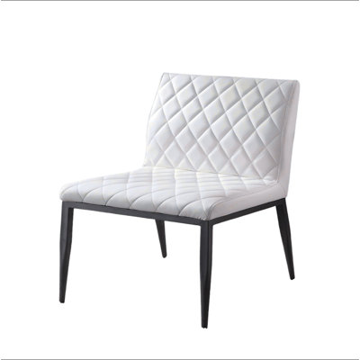 Ivoire en similicuir 2 pièces Chaises d'appoint Mobilier de salle à manger Cadre en métal noir Chaise de salle à manger rembourrée style contemporain