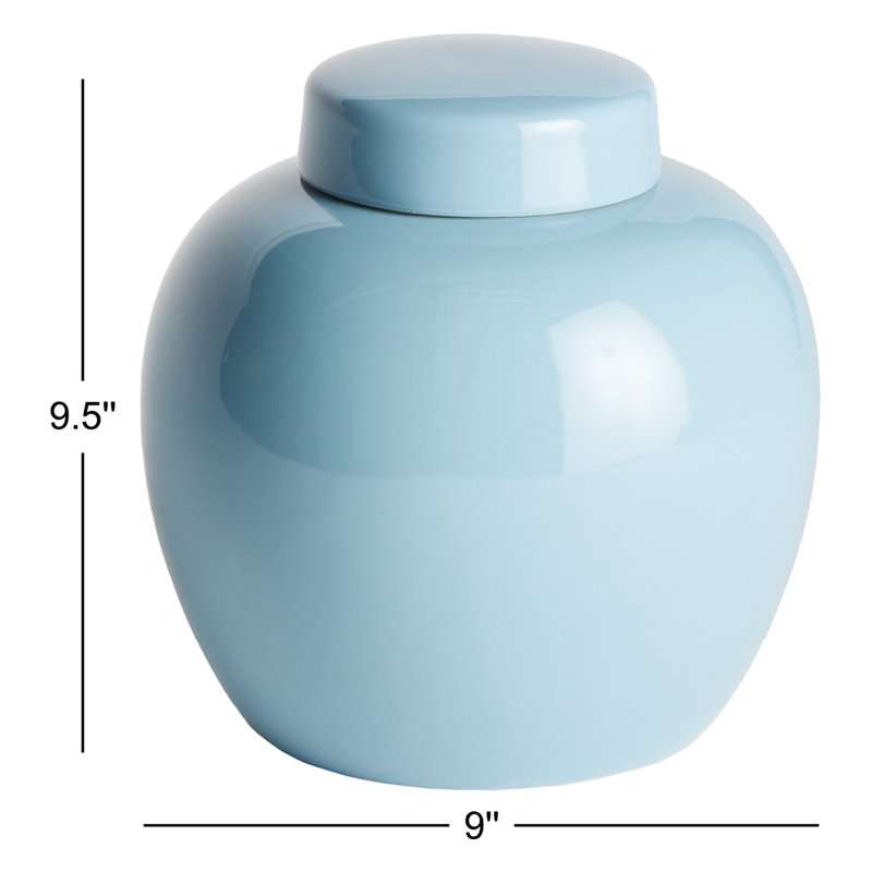 Francina Handmade Ceramic Ginger Jar, Blue, 9.5" H x 9" W x 9" D