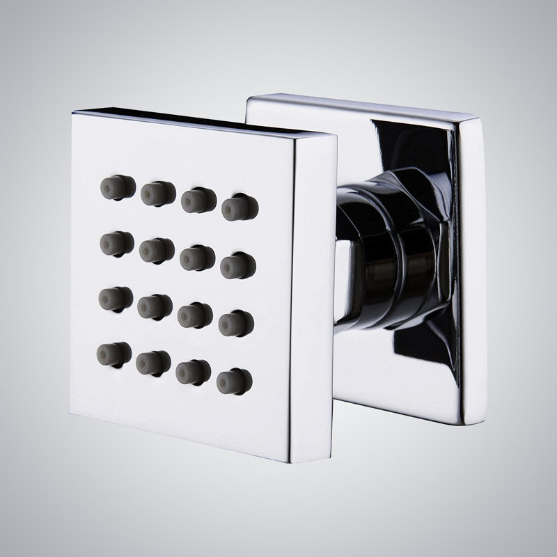 Cesena 22 Chrome Digital LED Rainfall Waterfall Shower System with 6 Body Jets Wall Mount