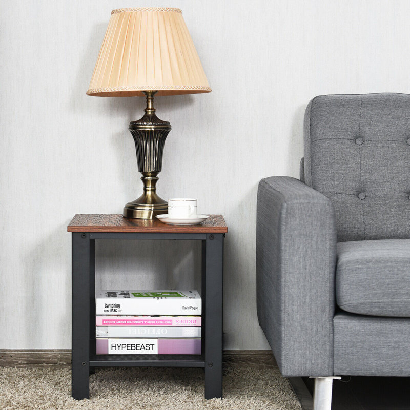 End Table Set, Light Brown, Black