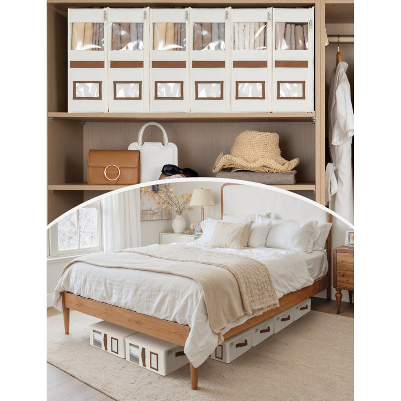 Bed Sheet Storage Bin, Bedding Container with Handle, Foldable Bedsheet Organizer Holder for Closet, Underbed