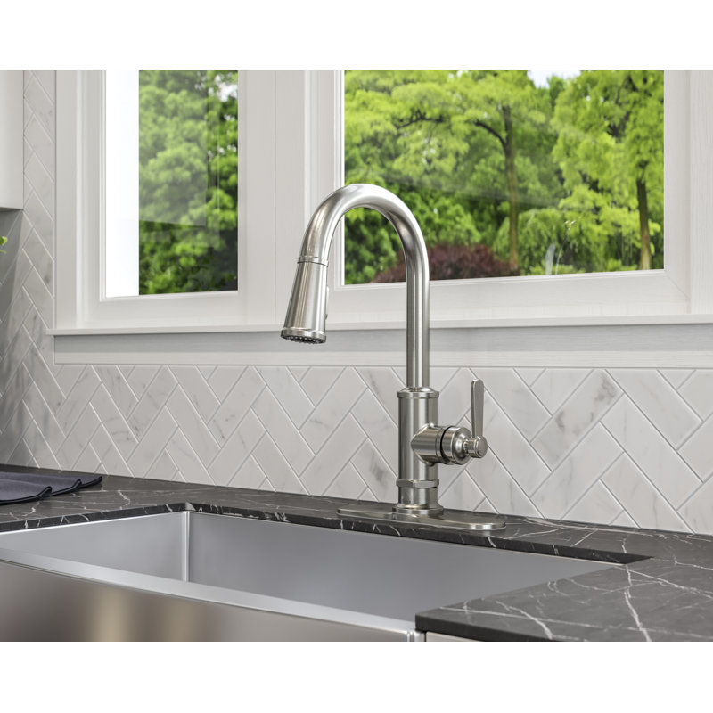Pull Down Single Handle Kitchen Faucet, Stainless Steel