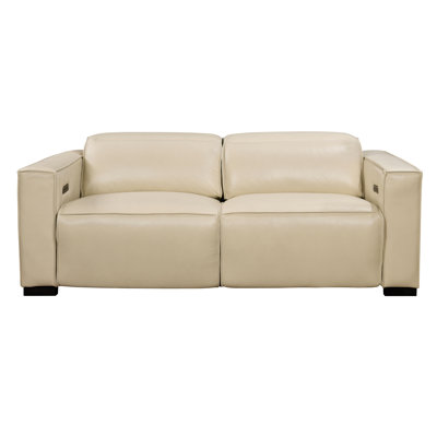 Canapé inclinable Petronio avec pieds noirs et cuir beige