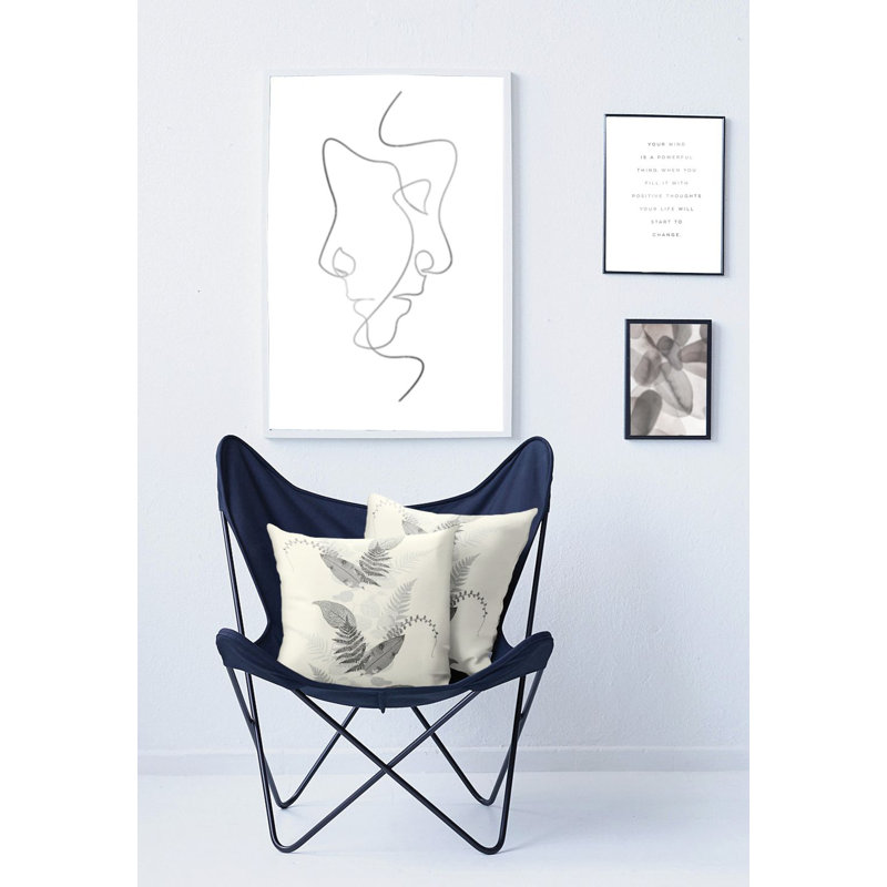 Square Cushion, White/Black