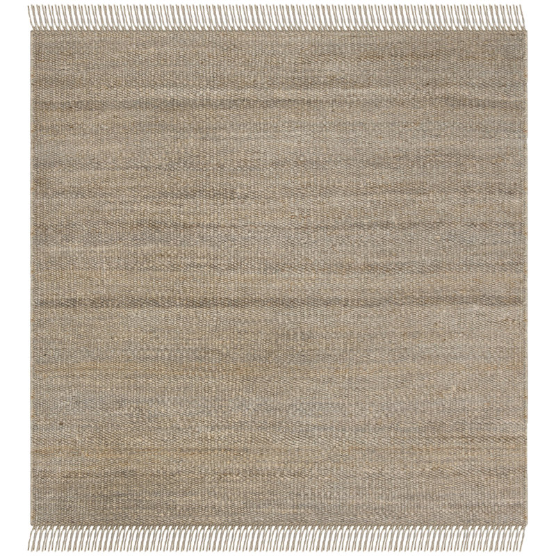 Fitzwater Natural Fiber Hand Woven Jute Striped Rug, Square 4'